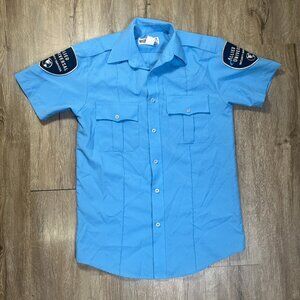 Allied Universal Security Men's Button Up Shirt 14 14.5 Medium Blue Short Sleeve